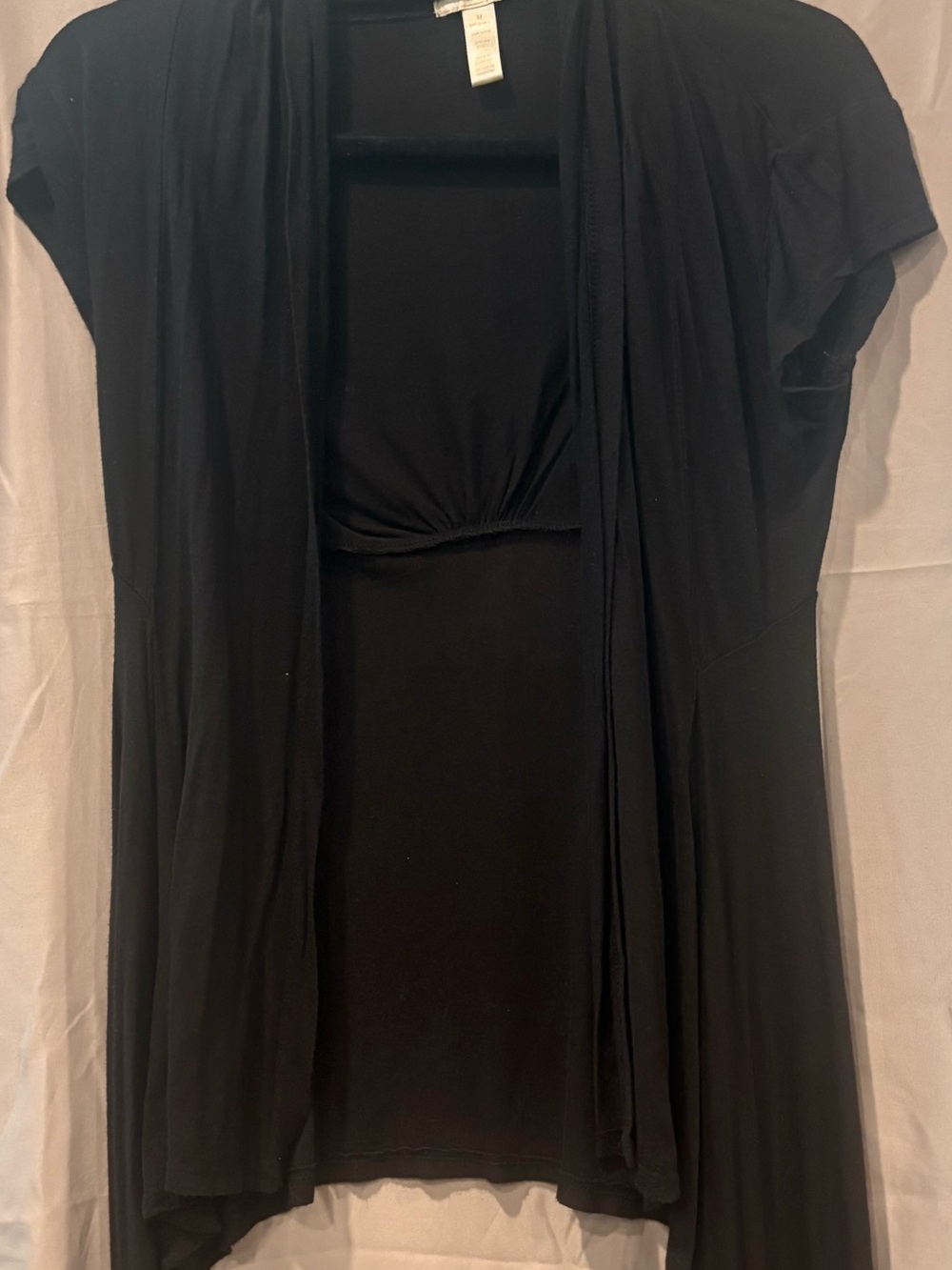 Ambiance Black Draped Open-Front Cape Cardigan